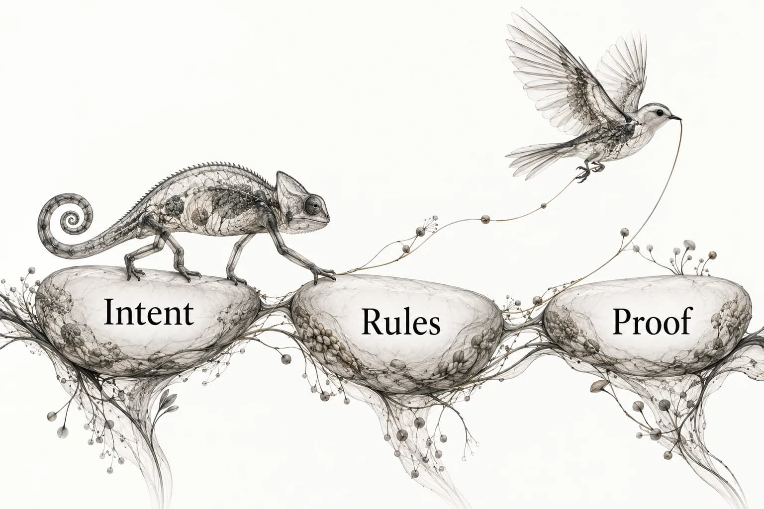 Intent, Rules and Proof form a bridge for a design handoff