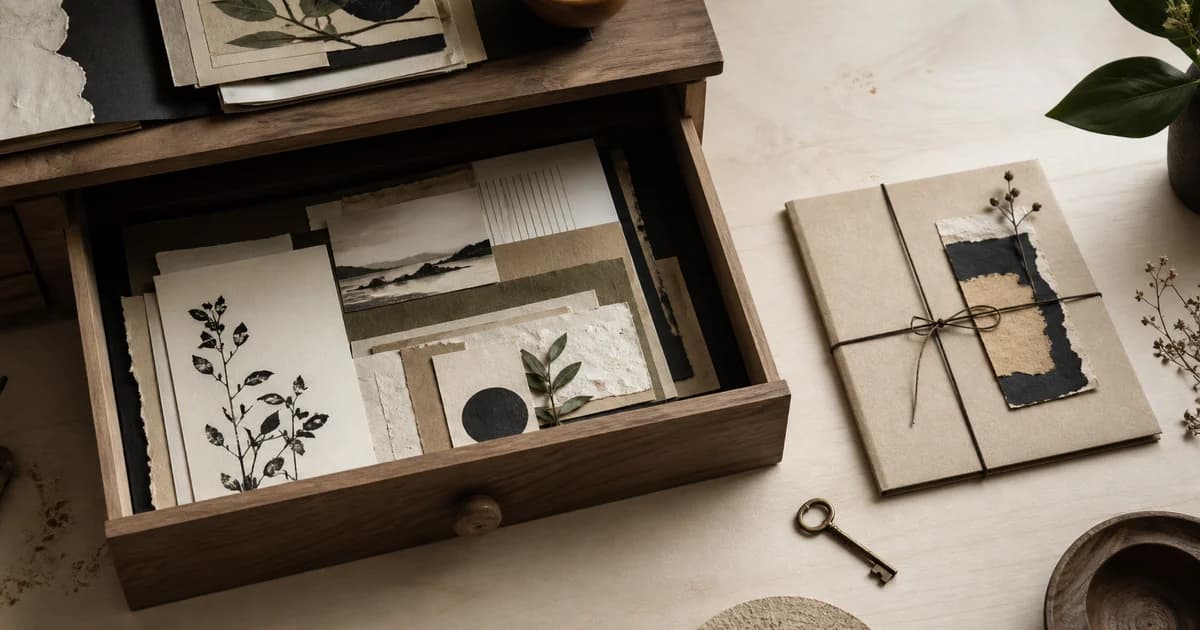 A private illuminated archive held inside a personal desk drawer with a separate backup key