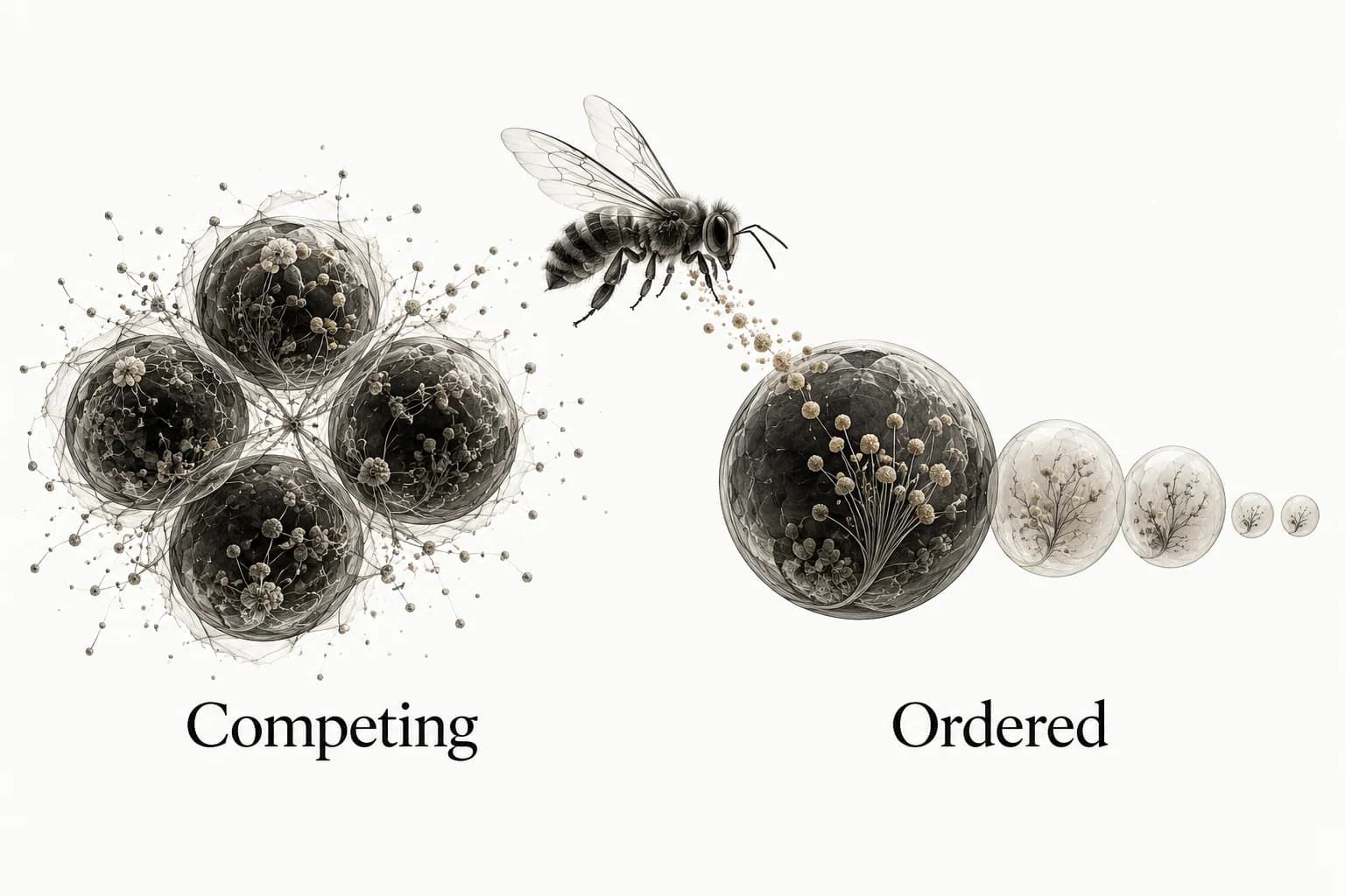 Competing equal forms contrast with an Ordered group led by one dominant form