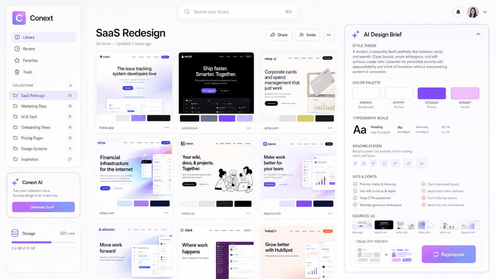 Saved product interface reference